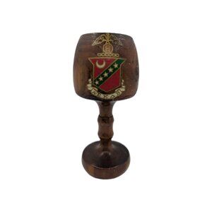 Vintage Kappa Sigma Wooden Chalice with Crest 7.70"